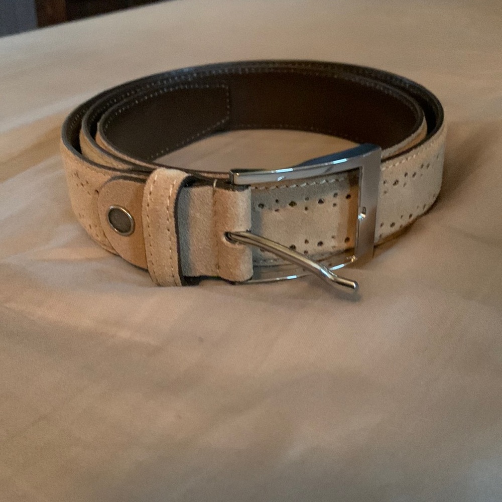 Tan Florsheim brogue suede belt size 38